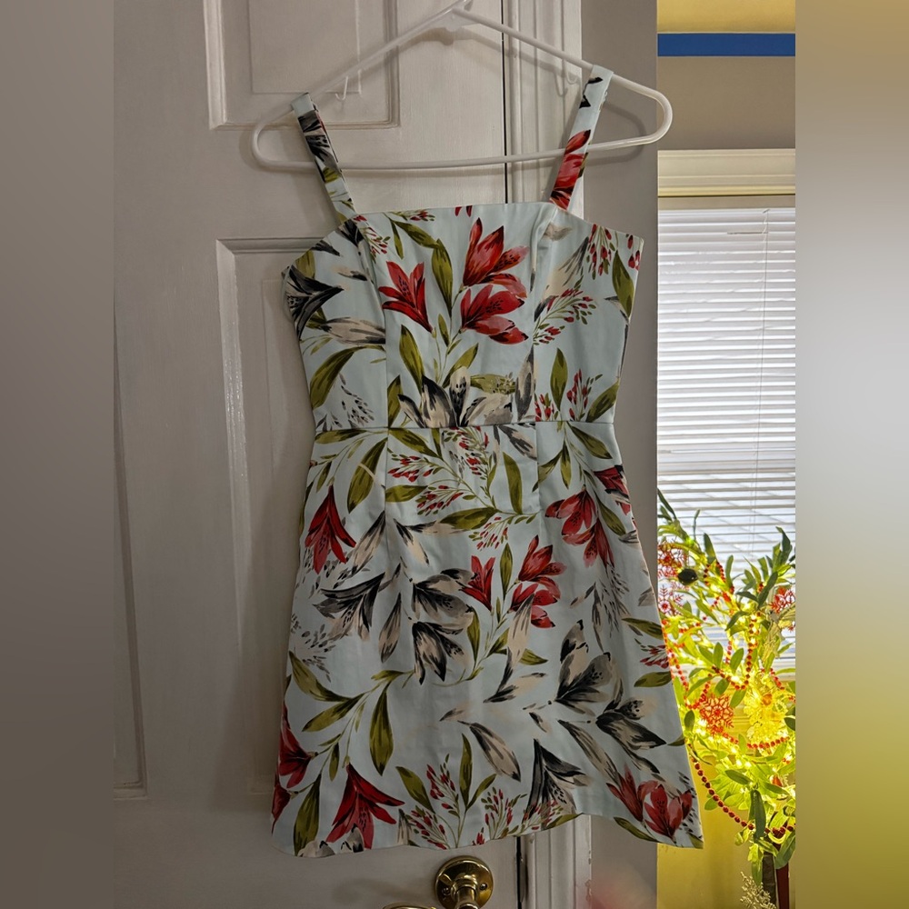 French Connection Red and Green Floral Mini Dress